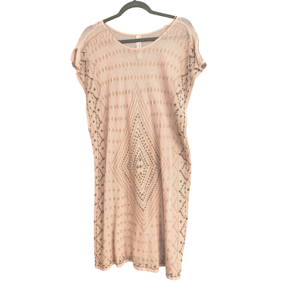 Free People New Romantics Dress Womens M Pink Excellent Beaded Knit Tunic